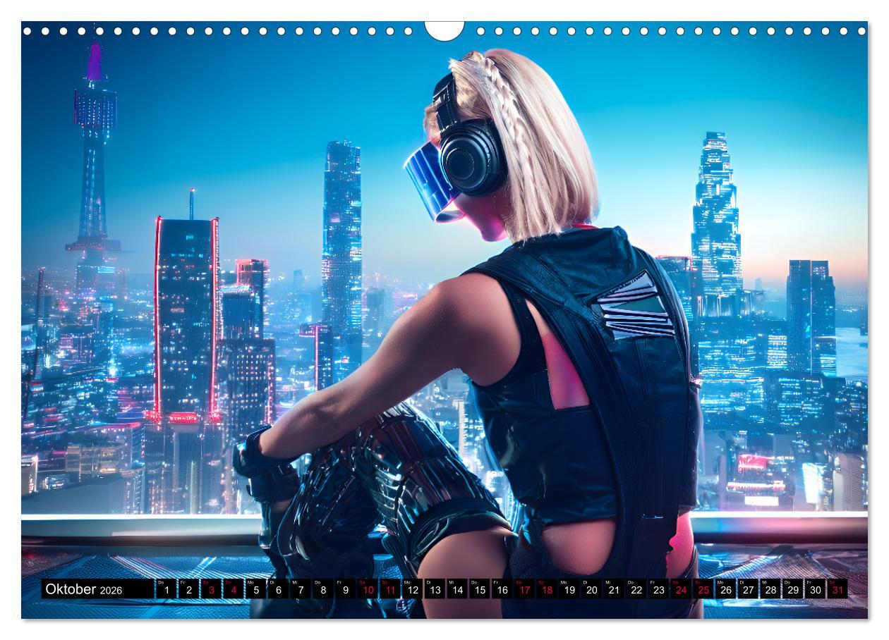Beispielinhalt (Bild) Cyberpunk (Wandkalender 2026 DIN A3 quer), CALVENDO Monatskalender