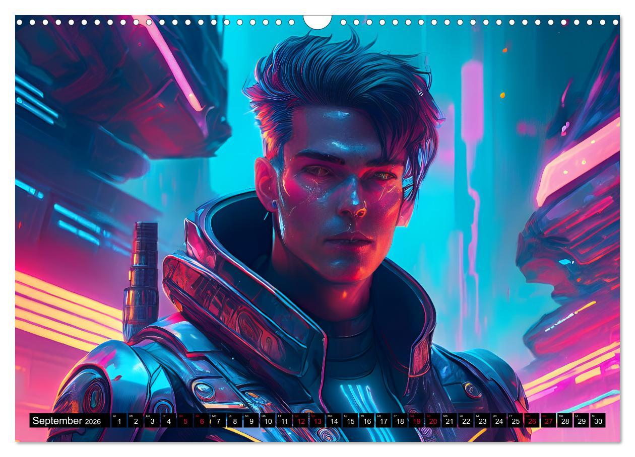 Beispielinhalt (Bild) Cyberpunk (Wandkalender 2026 DIN A3 quer), CALVENDO Monatskalender