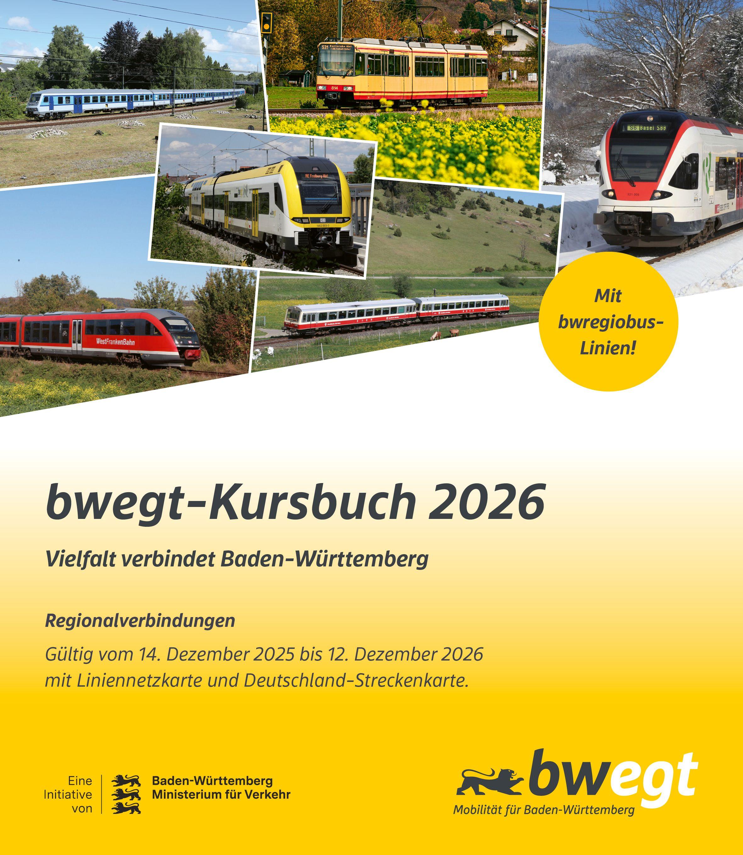 Vorderes Coverbild bwegt-Kursbuch Baden-Württemberg 2026