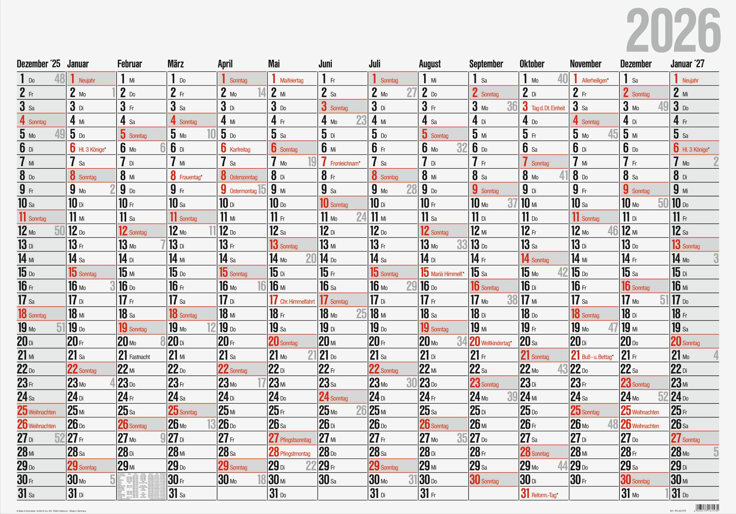 Vorderes Coverbild rido/idé 7033660006 | Plakatkalender Mod. Office I 2026 | 980×685 mm