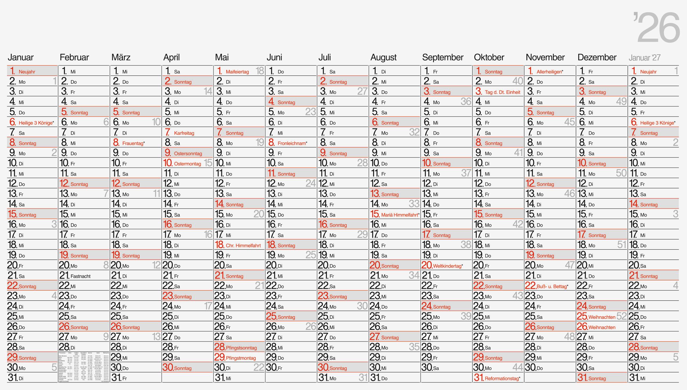 Vorderes Coverbild rido/idé 7033690006 | Plakatkalender Mod. young design XL 2026 | 1390×790 mm