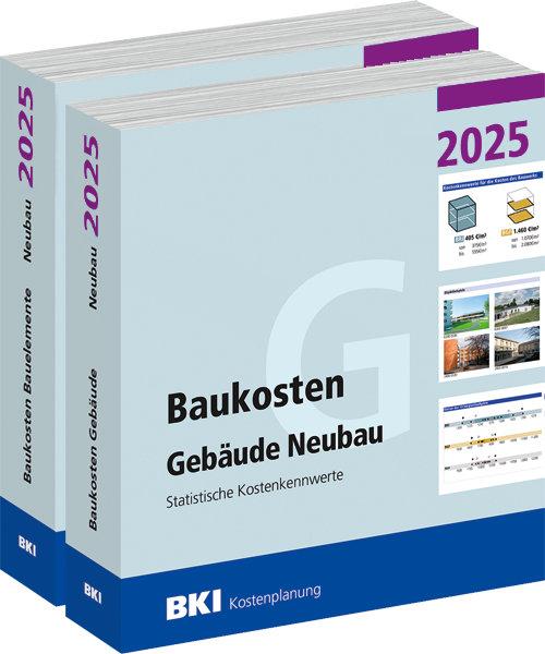 Vorderes Coverbild BKI Baukosten Gebäude + Bauelemente Neubau 2025 - Kombi Teil 1-2