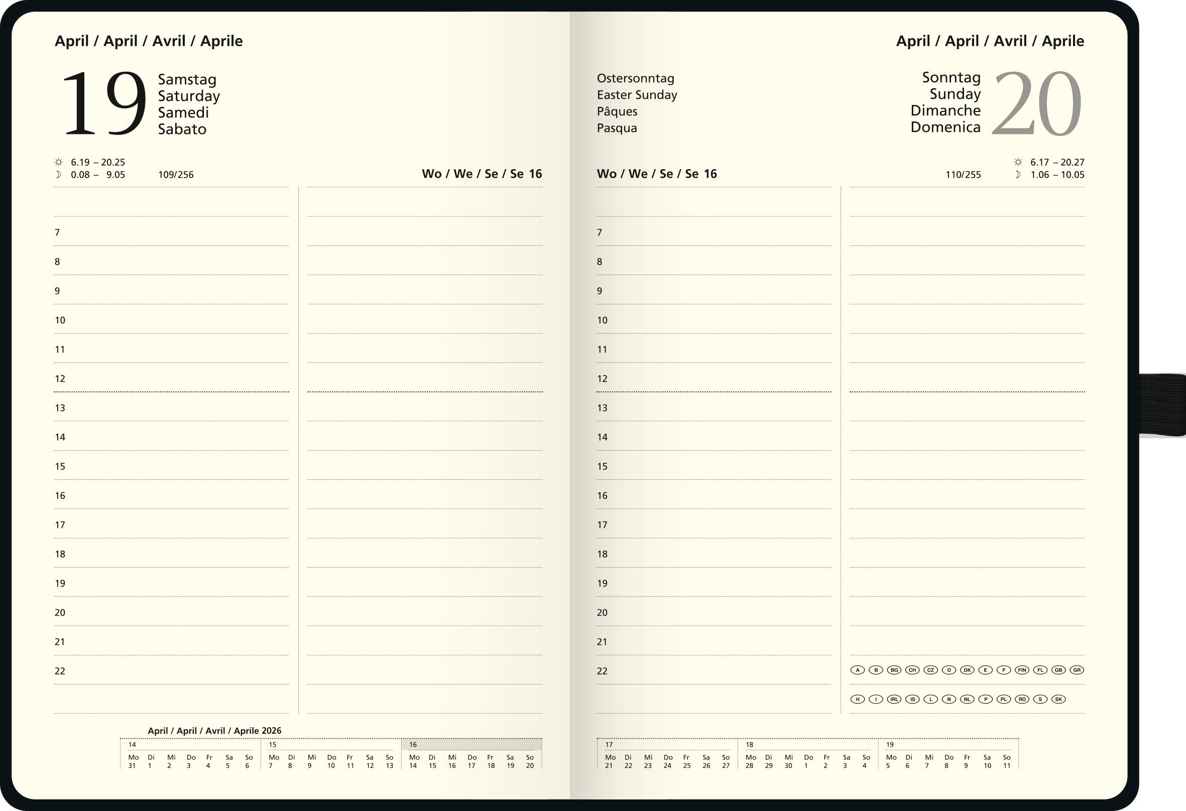 Beispielinhalt (Bild) BRUNNEN 1076466906 | Buchkalender Kompagnon Mod. 764 66 2026 | A5, Kunststoff, schwarz