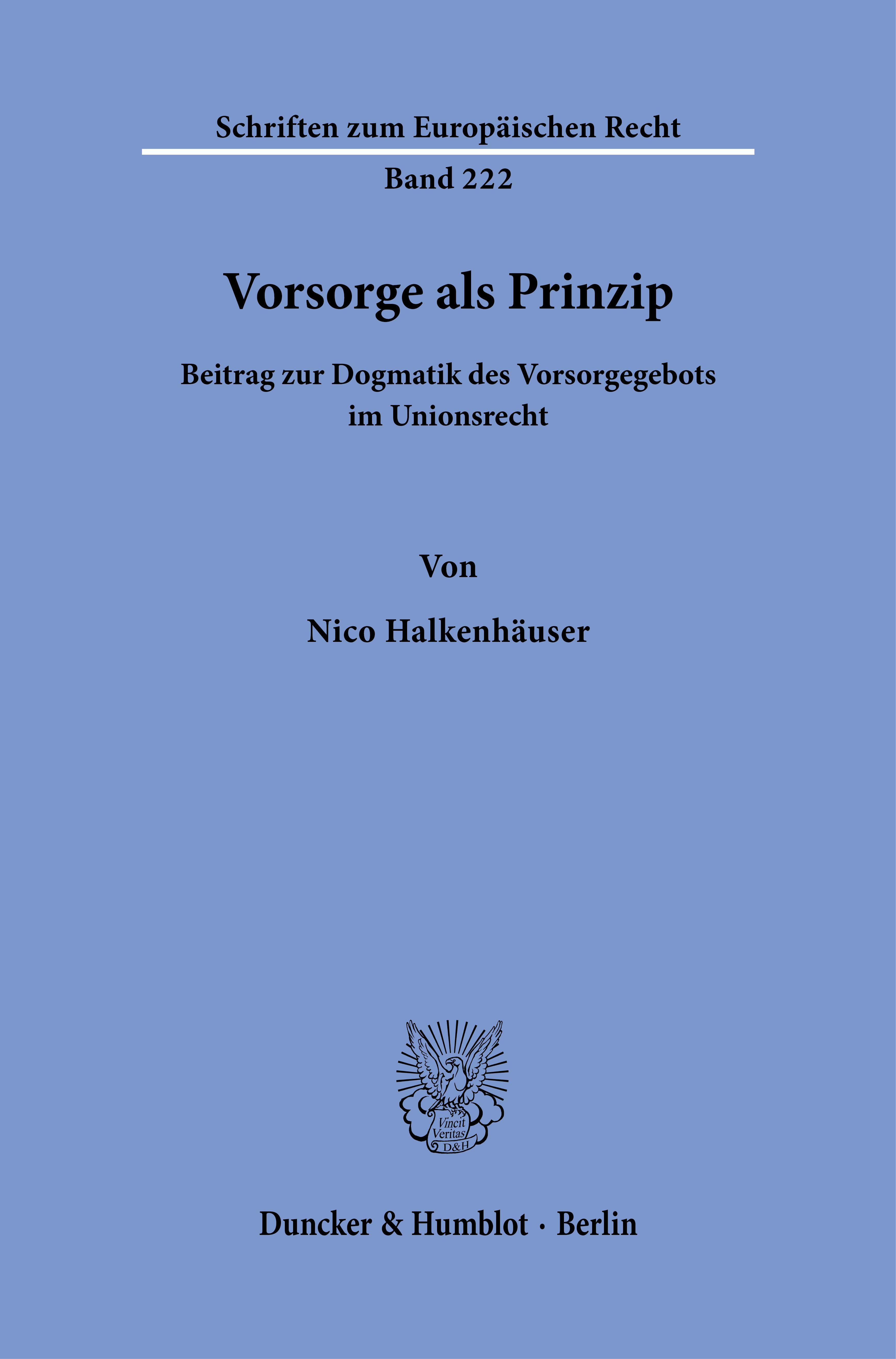 Vorderes Coverbild Vorsorge als Prinzip