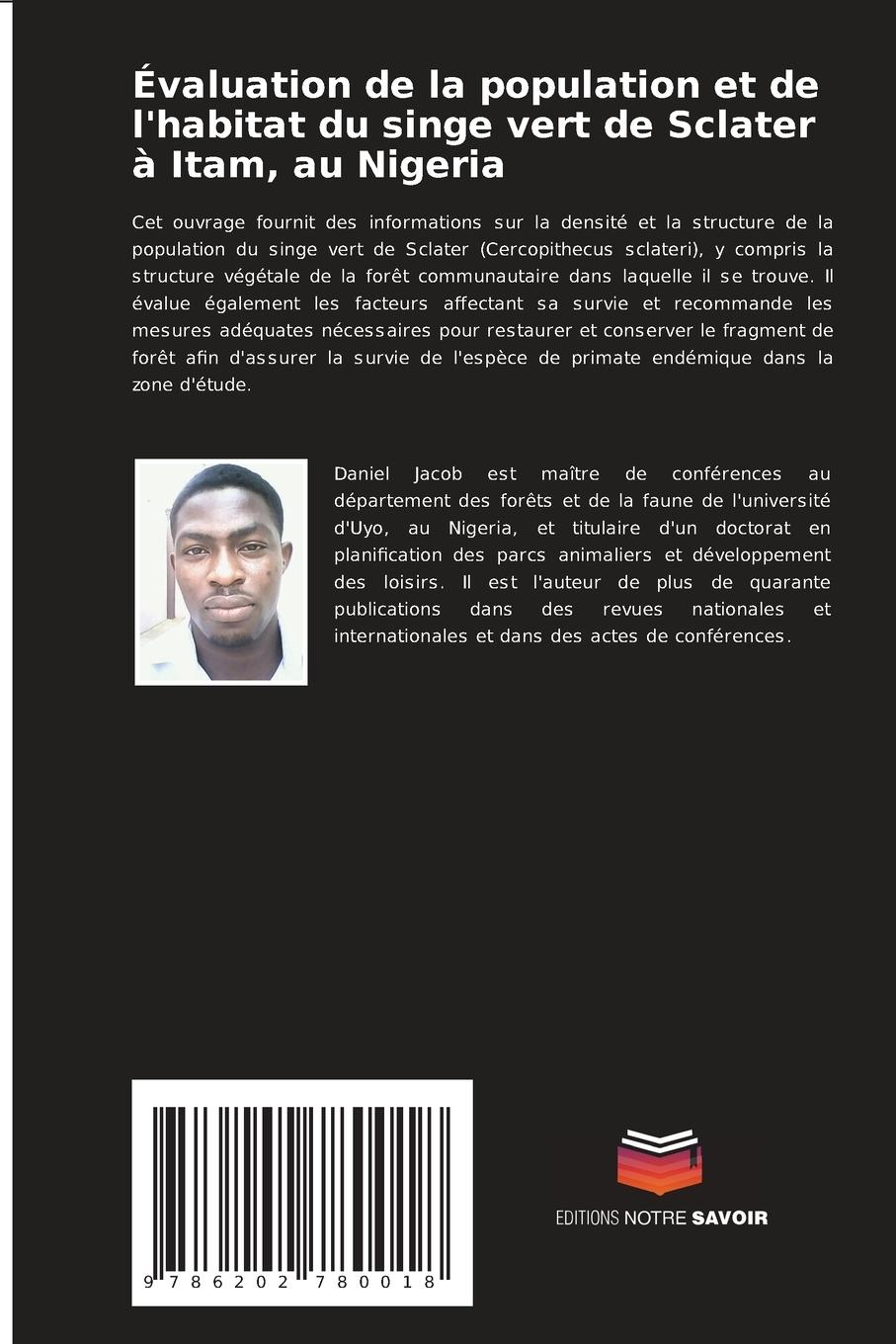 Rückseitencover Évaluation de la population et de l'habitat du singe vert de Sclater à Itam, au Nigeria