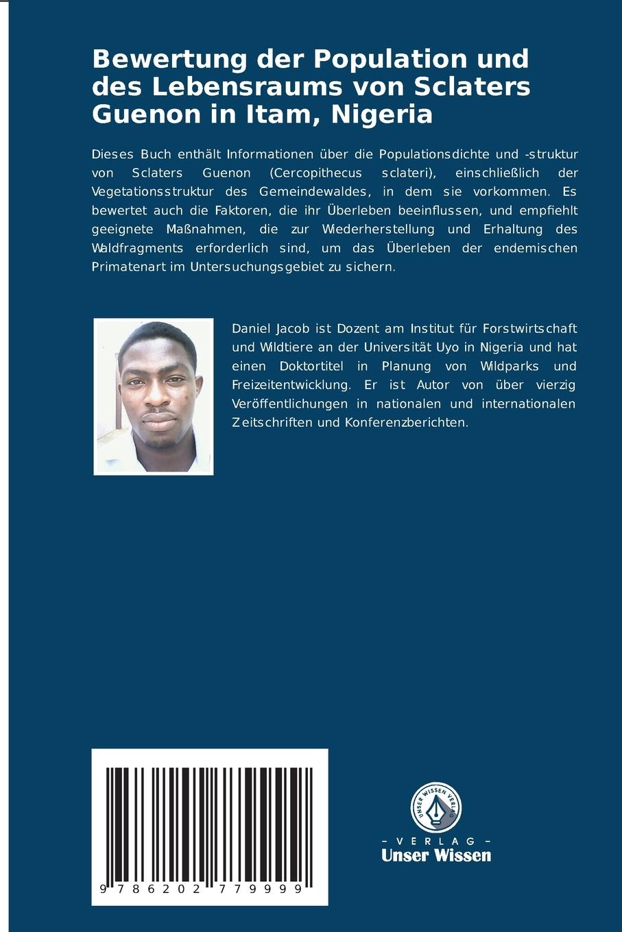 Rückseitencover Bewertung der Population und des Lebensraums von Sclaters Guenon in Itam, Nigeria