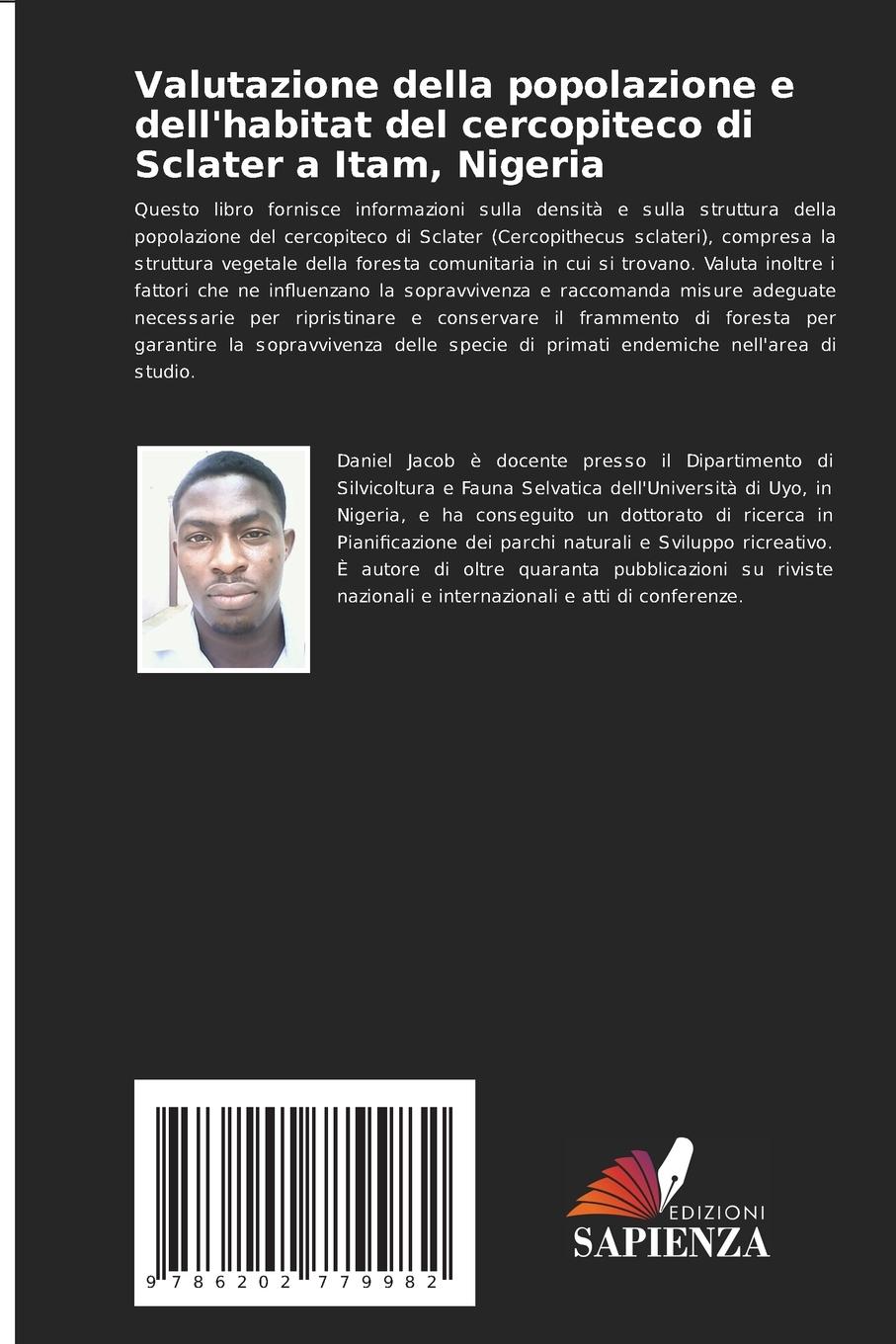 Rückseitencover Valutazione della popolazione e dell'habitat del cercopiteco di Sclater a Itam, Nigeria