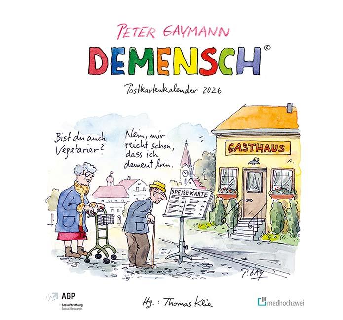 Vorderes Coverbild Demensch. Postkartenkalender 2026