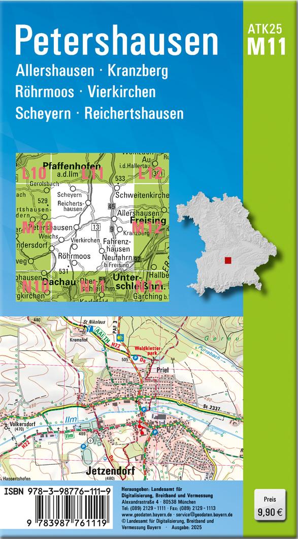 Rückseitencover ATK25-M11 Petershausen (Amtliche Topographische Karte 1:25000)