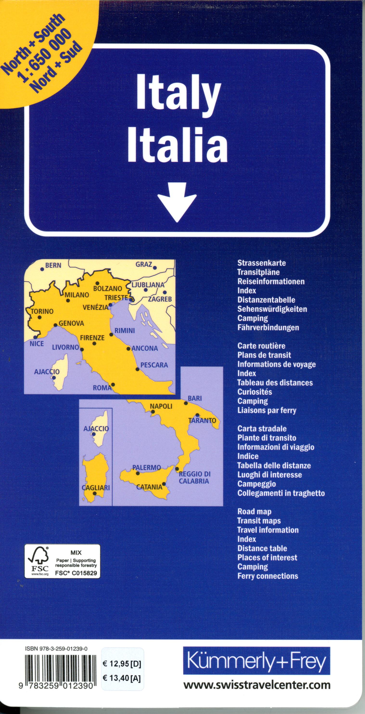 Beispielinhalt (Bild) Kümmerly+Frey Strassenkarte Italien Nord+Süd 1:650.000