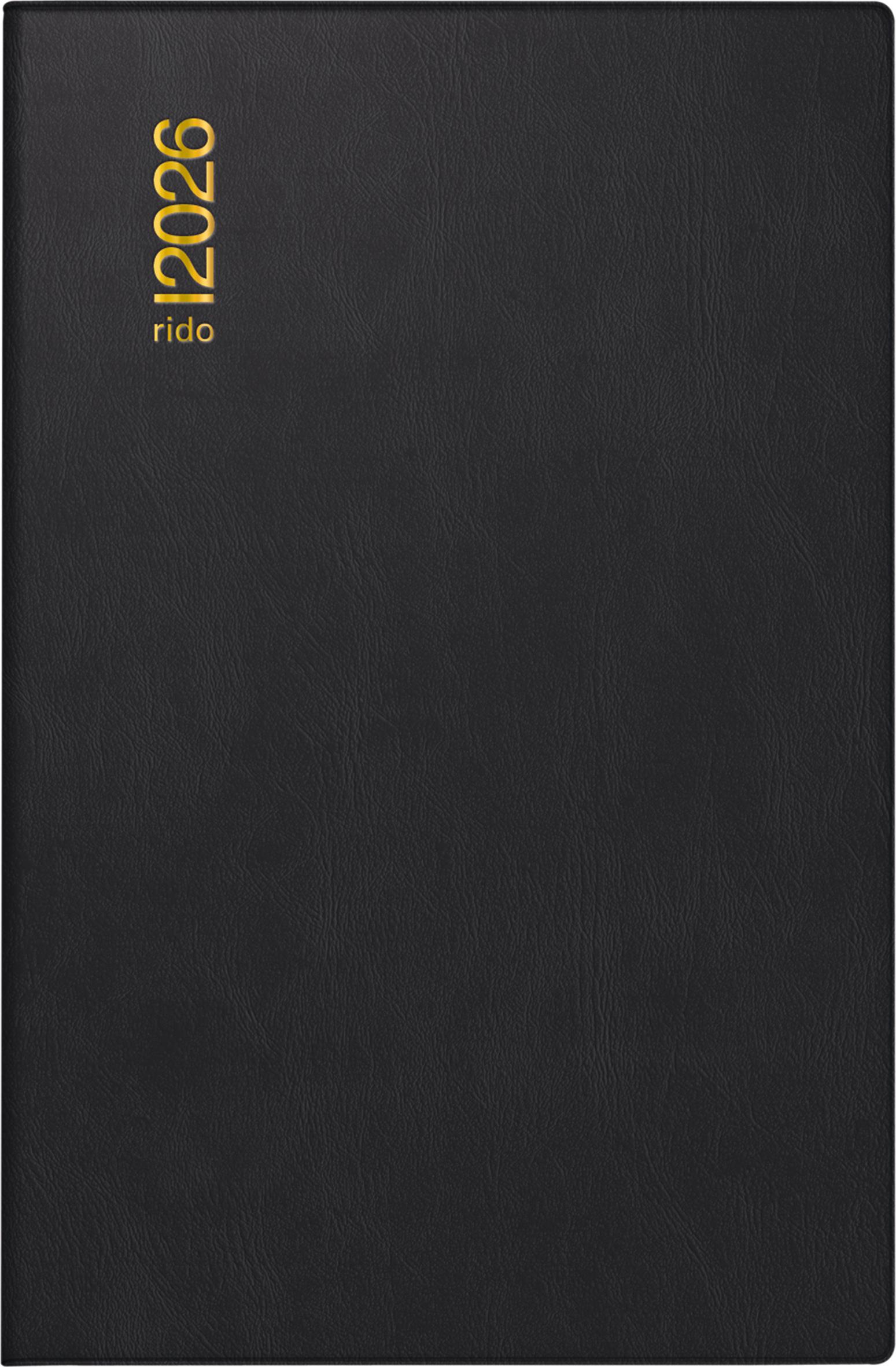 Vorderes Coverbild rido/idé 7016212906 | Taschenkalender Mod. Industrie II 2026 | A7, Kunststoff, schwarz