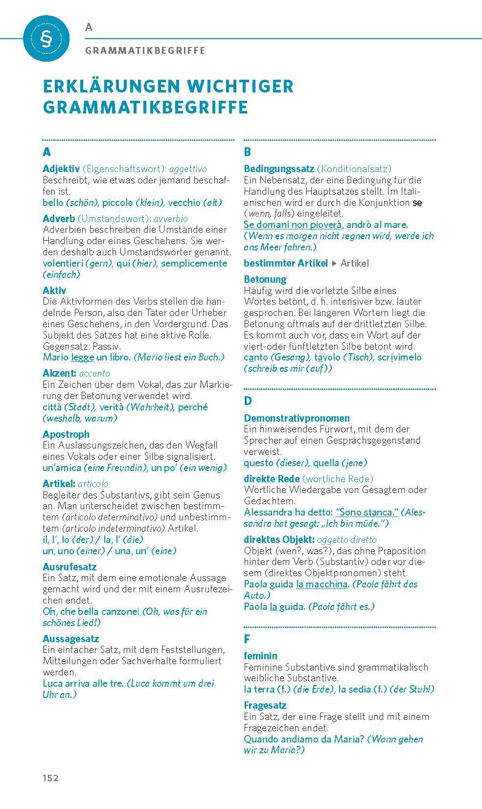 Beispielinhalt (Bild) PONS Grammatik kurz & bündig Italienisch