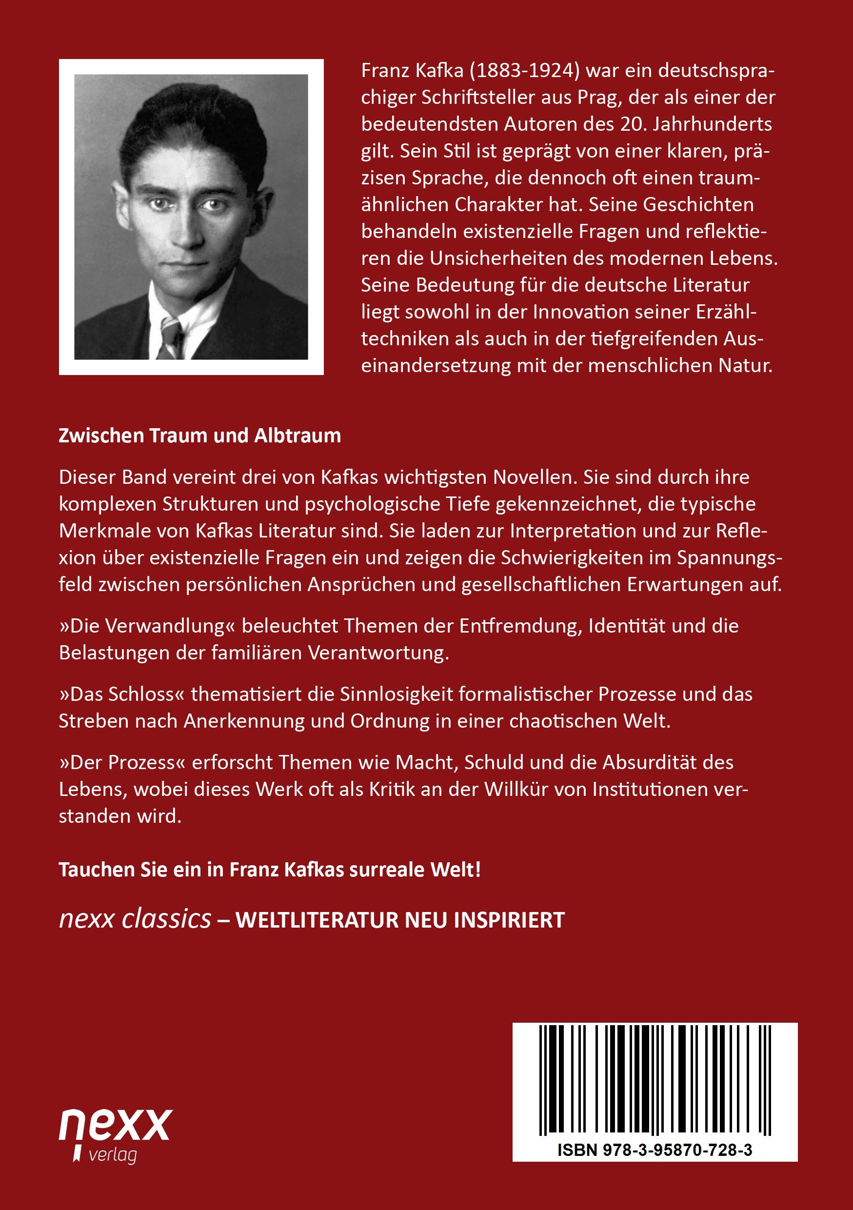Rückseitencover Die Verwandlung. Das Schloss. Der Prozess.