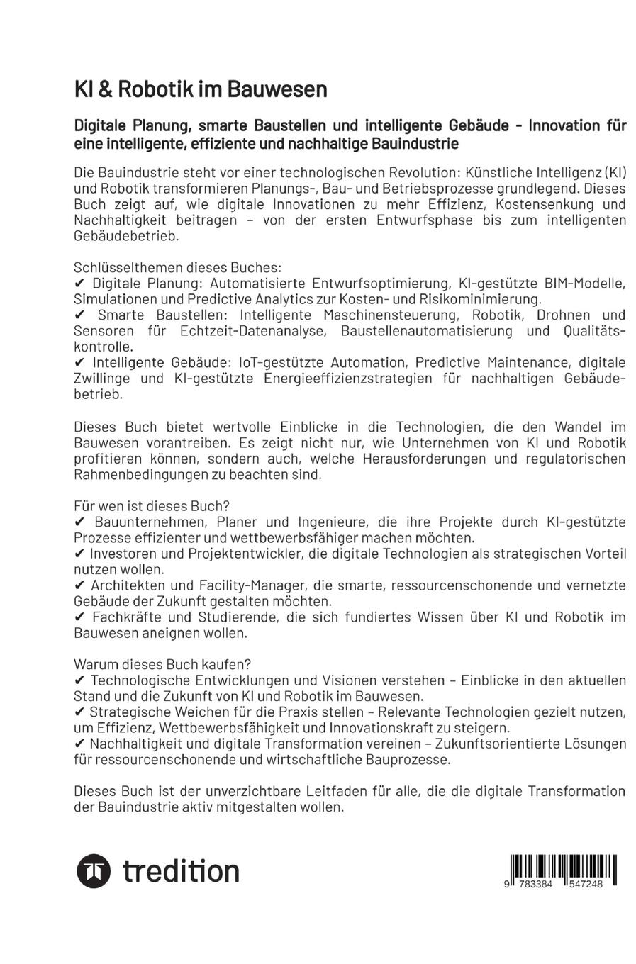 Rückseitencover KI & Robotik im Bauwesen