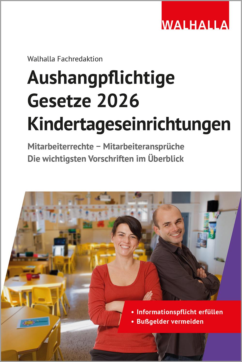 Vorderes Coverbild Aushangpflichtige Gesetze 2026 Kindertageseinrichtungen