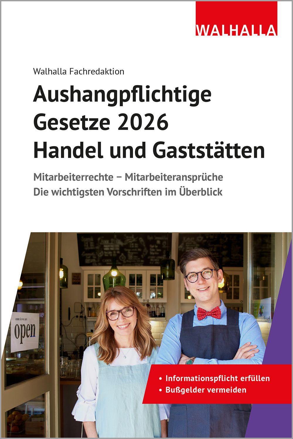 Vorderes Coverbild Aushangpflichtige Gesetze 2026 Handel und Gaststätten