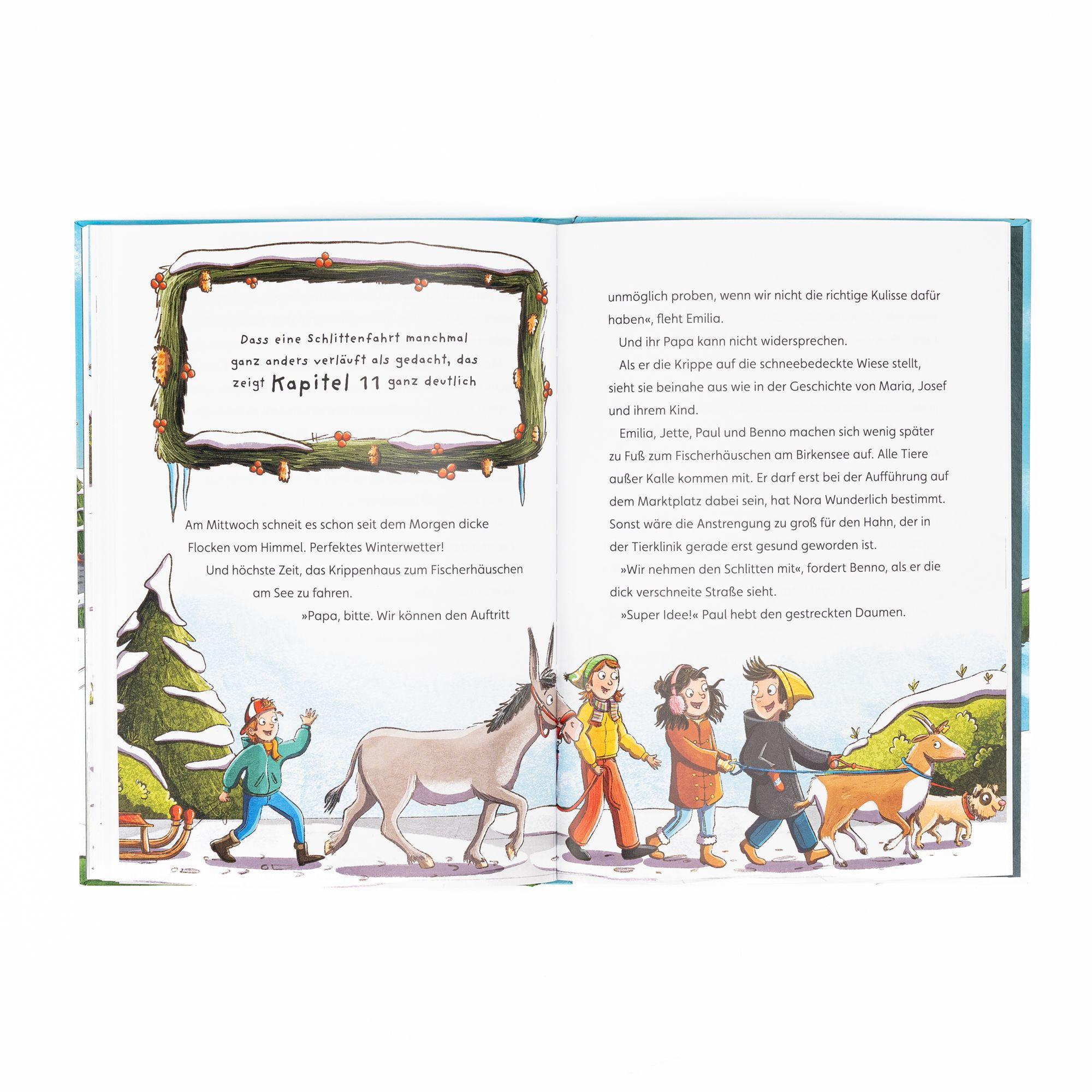 Beispielinhalt (Bild) Die Kinder von Birkby. Schlittenfahrt mit Ziege