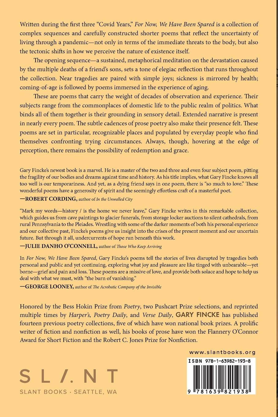 Rückseitencover For Now, We Have Been Spared