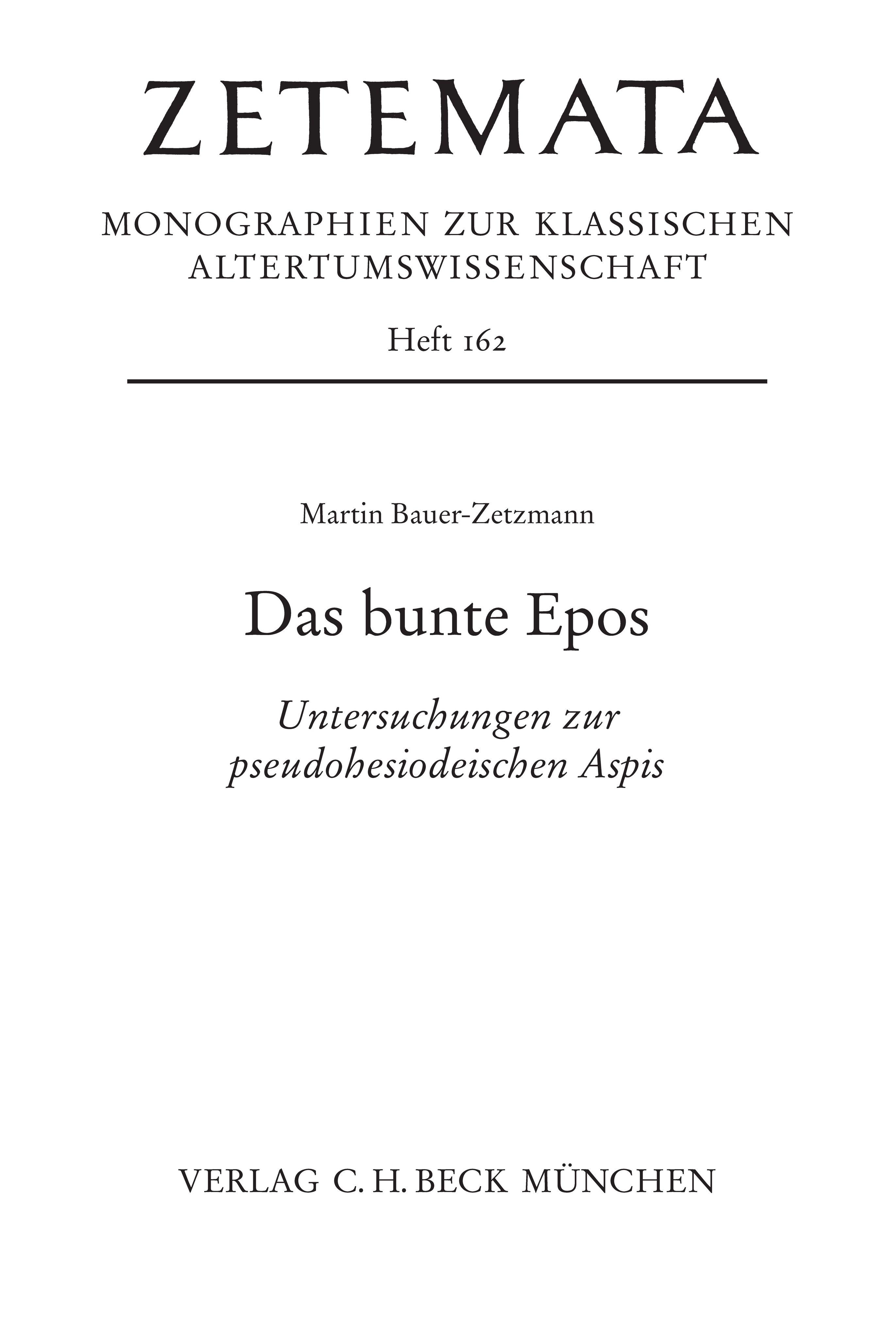 Vorderes Coverbild Das bunte Epos