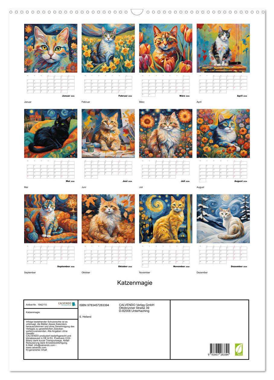 Beispielinhalt (Bild) Katzenmagie (Wandkalender 2026 DIN A2 hoch), CALVENDO Monatskalender