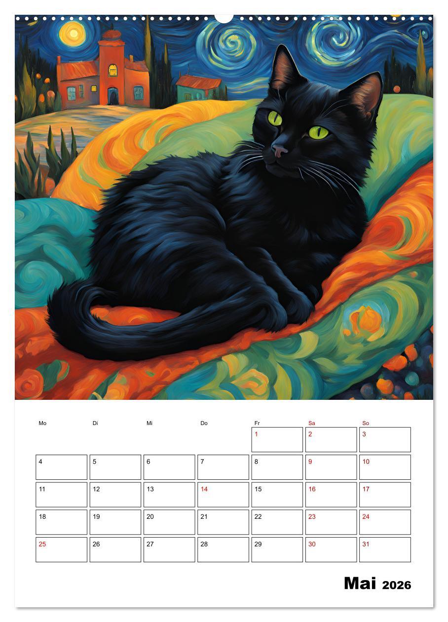 Beispielinhalt (Bild) Katzenmagie (Wandkalender 2026 DIN A2 hoch), CALVENDO Monatskalender
