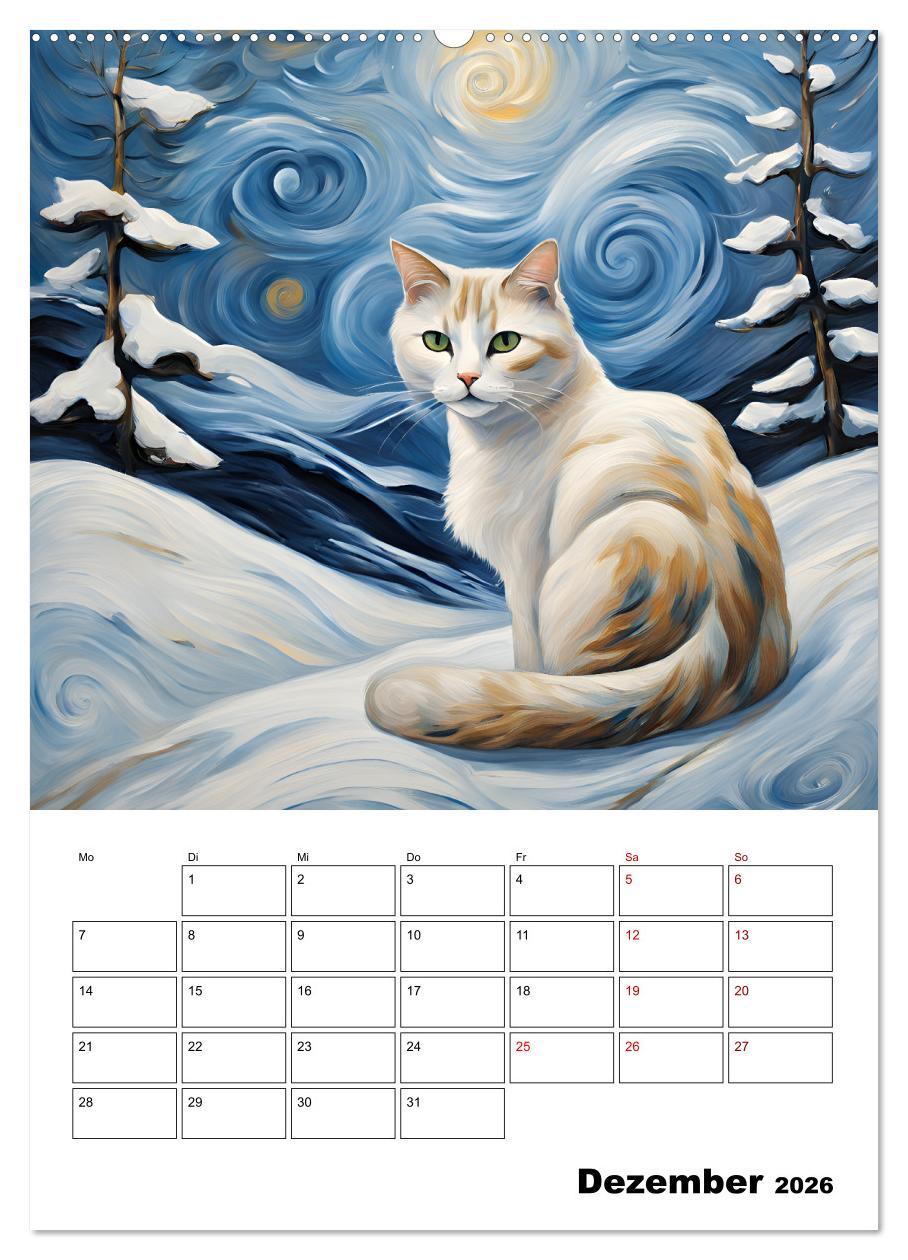 Beispielinhalt (Bild) Katzenmagie (hochwertiger Premium Wandkalender 2026 DIN A2 hoch), Kunstdruck in Hochglanz