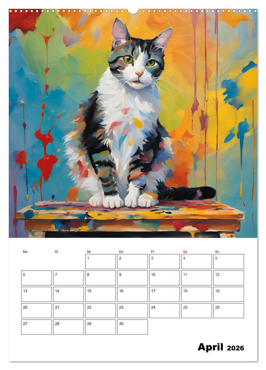Beispielinhalt (Bild) Katzenmagie (hochwertiger Premium Wandkalender 2026 DIN A2 hoch), Kunstdruck in Hochglanz