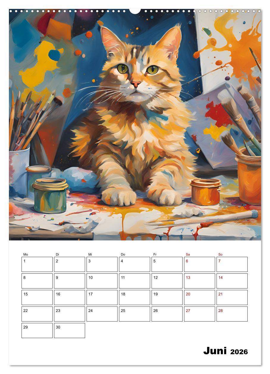 Beispielinhalt (Bild) Katzenmagie (hochwertiger Premium Wandkalender 2026 DIN A2 hoch), Kunstdruck in Hochglanz