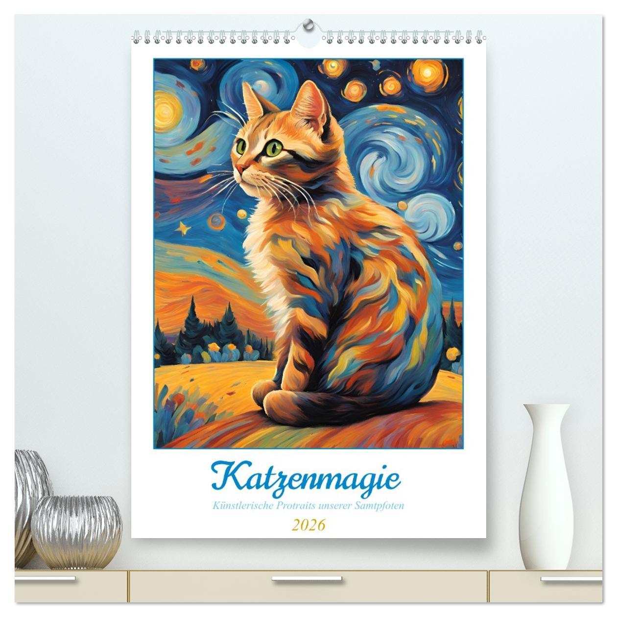 Vorderes Coverbild Katzenmagie (hochwertiger Premium Wandkalender 2026 DIN A2 hoch), Kunstdruck in Hochglanz