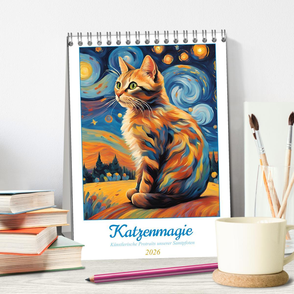 Beispielinhalt (Bild) Katzenmagie (Tischkalender 2026 DIN A5 hoch), CALVENDO Monatskalender
