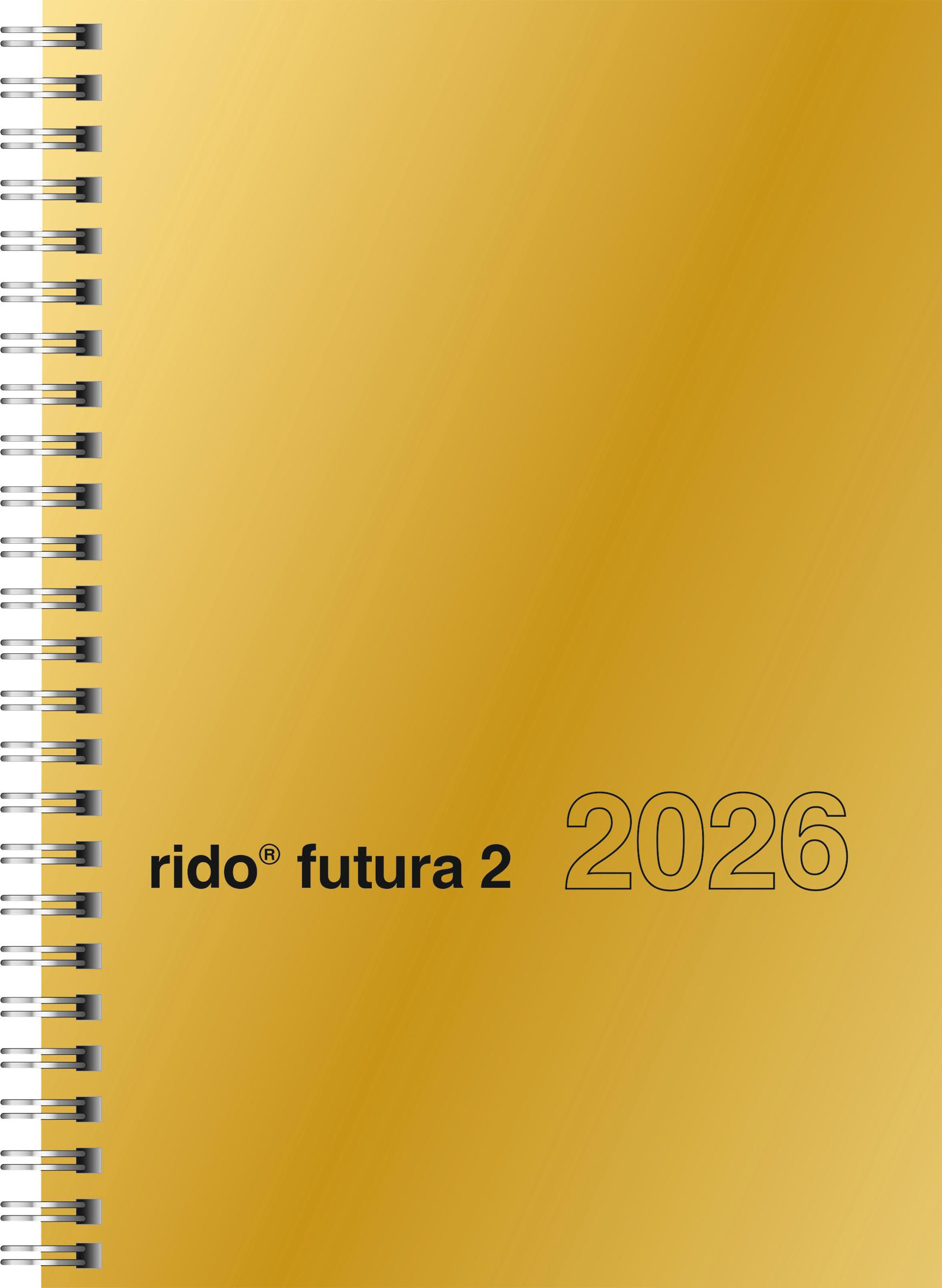 Vorderes Coverbild rido/idé 7021121916 | Buchkalender Mod. futura 2 2026 | A5, Karton, goldfarben