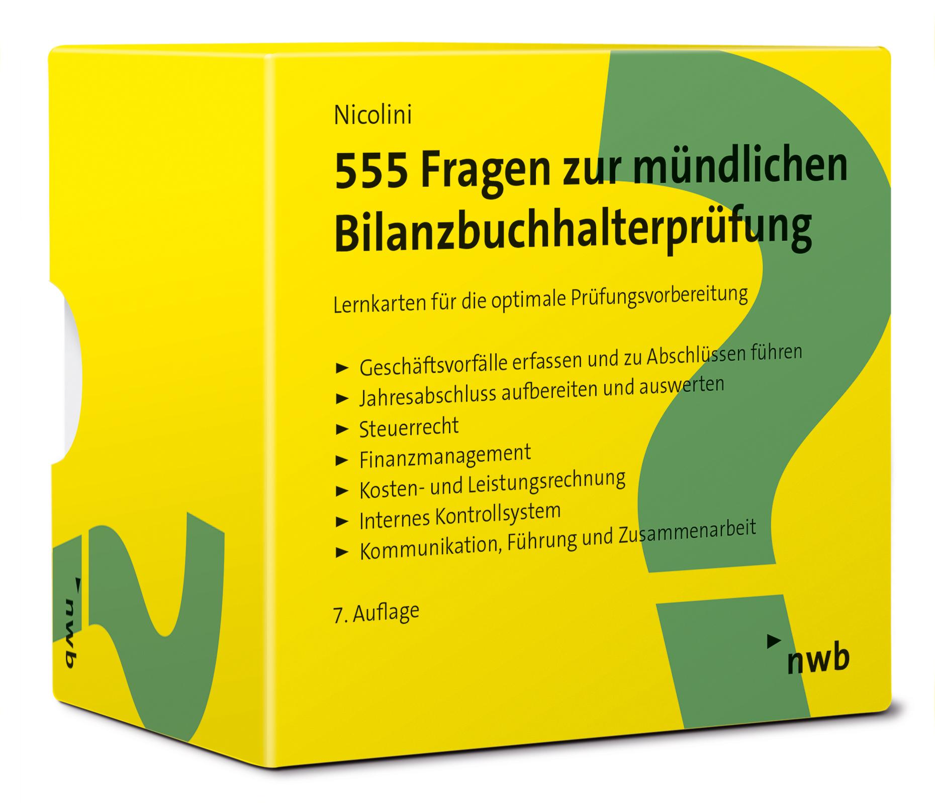 Vorderes Coverbild 555 Fragen zur mündlichen Bilanzbuchhalterprüfung