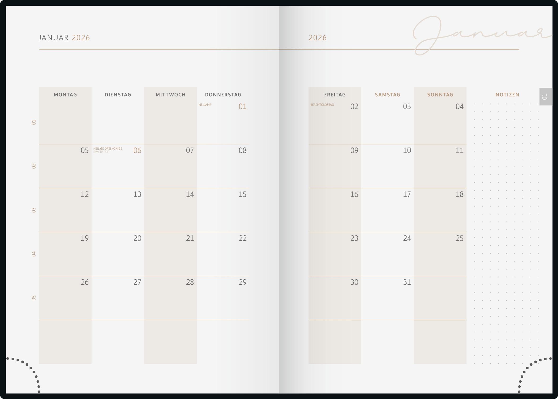 Beispielinhalt (Bild) rido/idé 7028507046 | Buchkalender Young Line 2026 "Simple" | A5, Papier