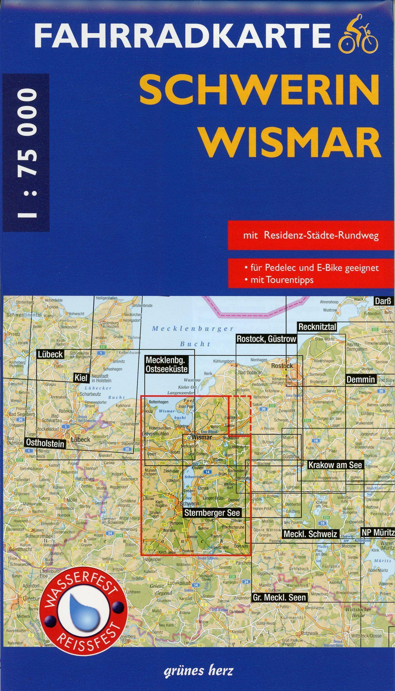 Vorderes Coverbild Fahrradkarte Schwerin - Wismar 1:75.000