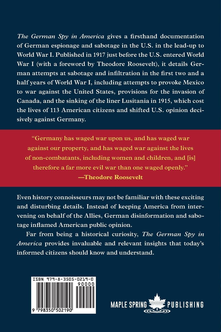 Rückseitencover The German Spy in America