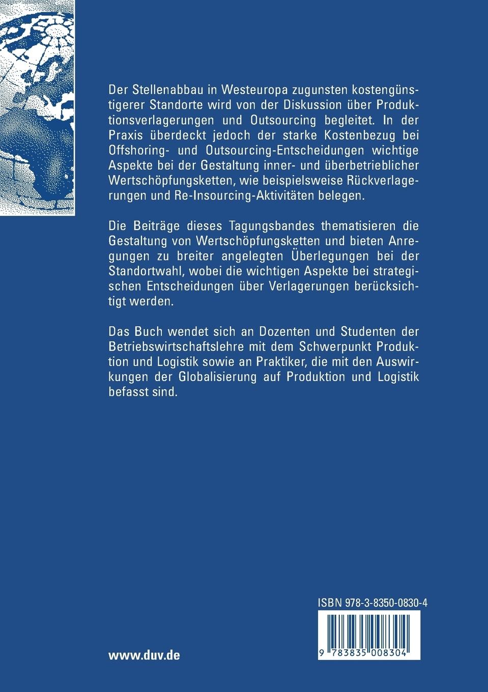 Rückseitencover Insourcing, Outsourcing, Offshoring