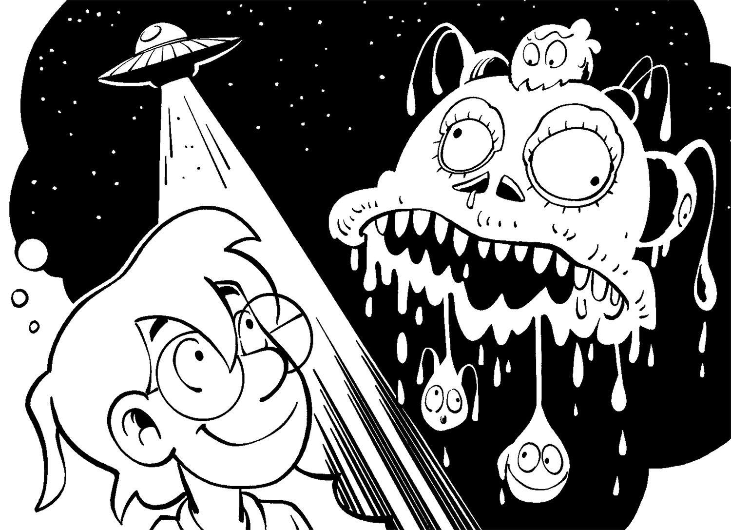 Beispielinhalt (Bild) Die drei ??? Kids, Das schleimigste Buch aller Zeiten