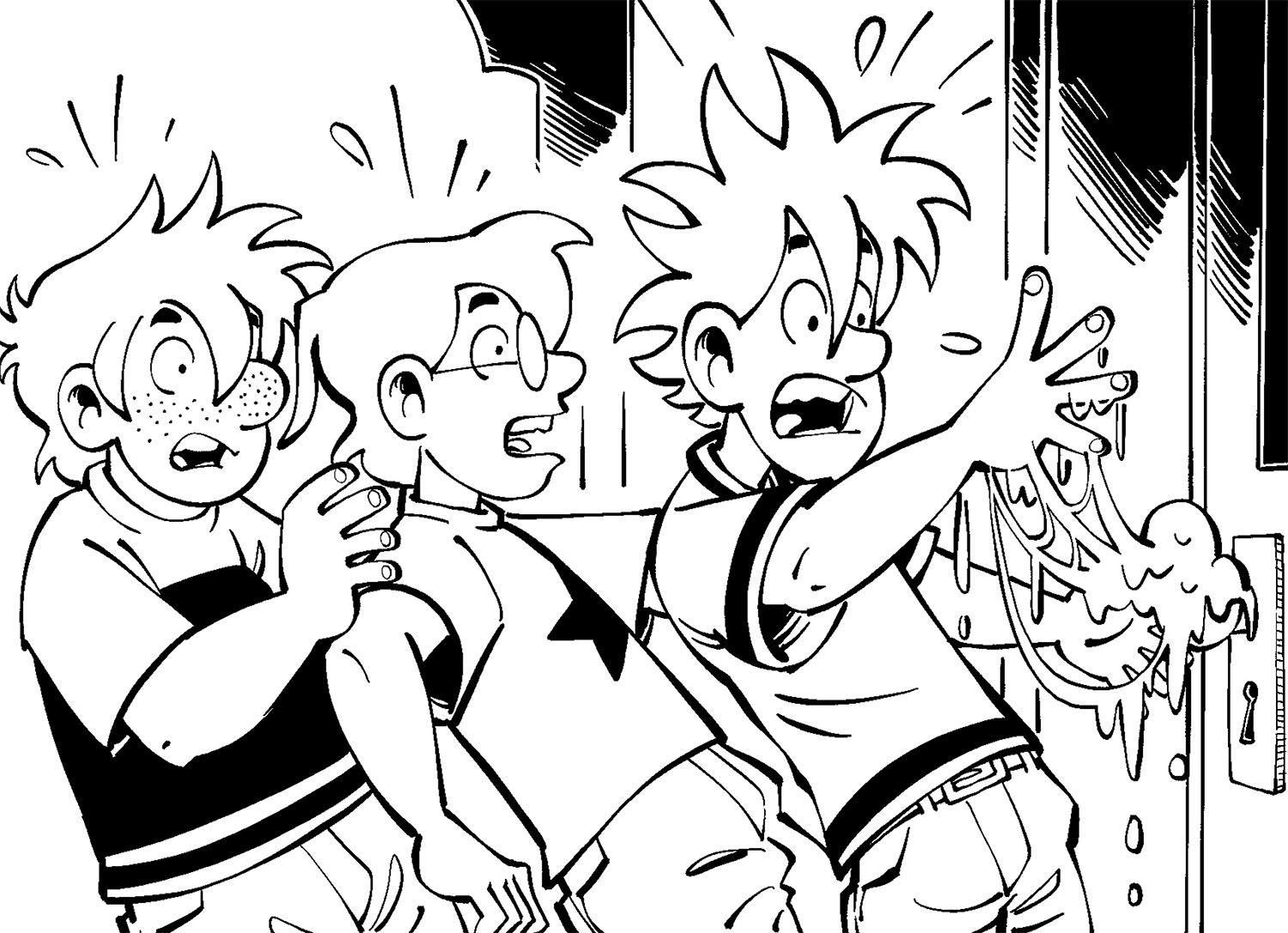 Beispielinhalt (Bild) Die drei ??? Kids, Das schleimigste Buch aller Zeiten