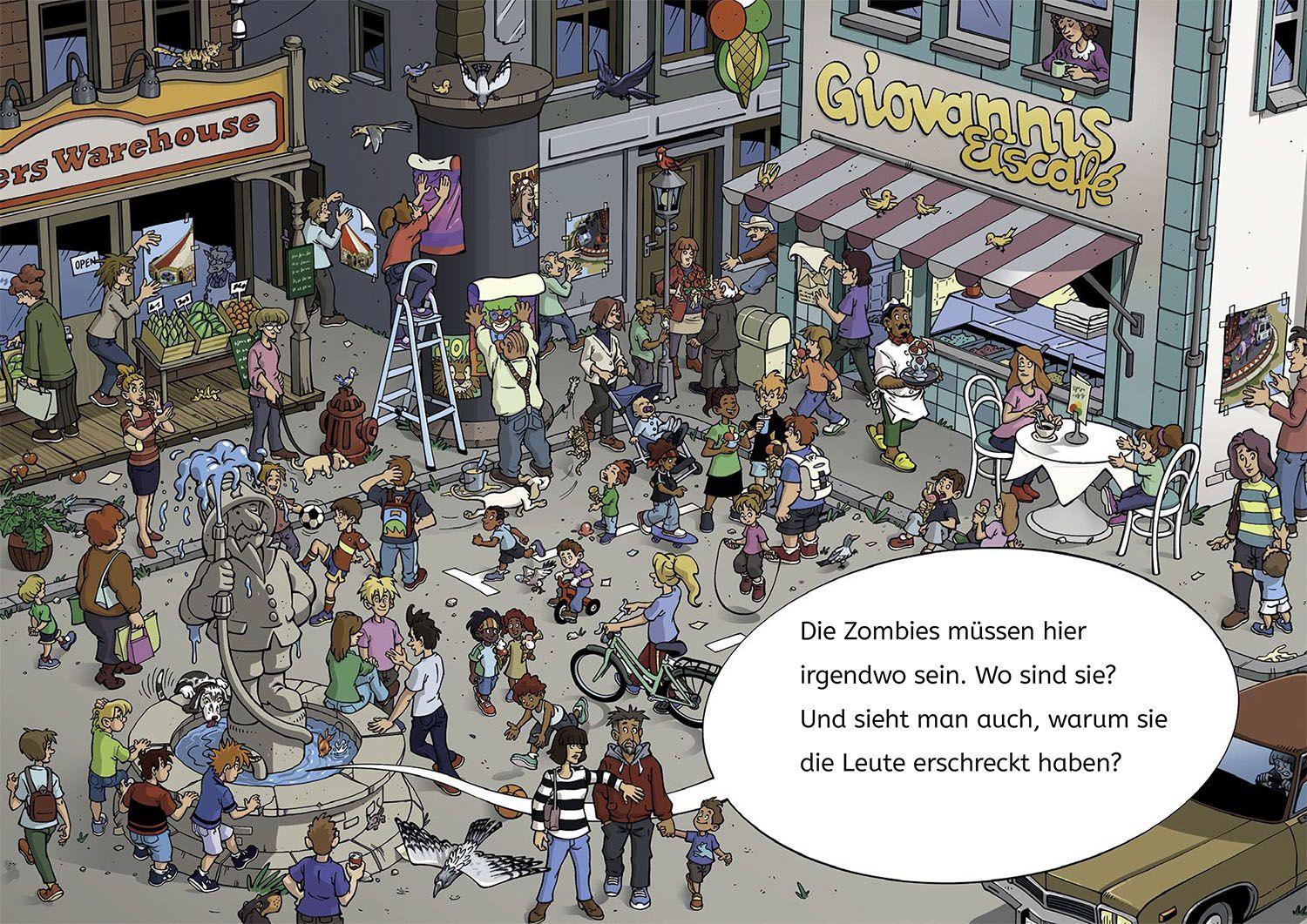 Beispielinhalt (Bild) Die drei ??? Kids, Bücherhelden 1. Klasse, Vorsicht, Zombies!