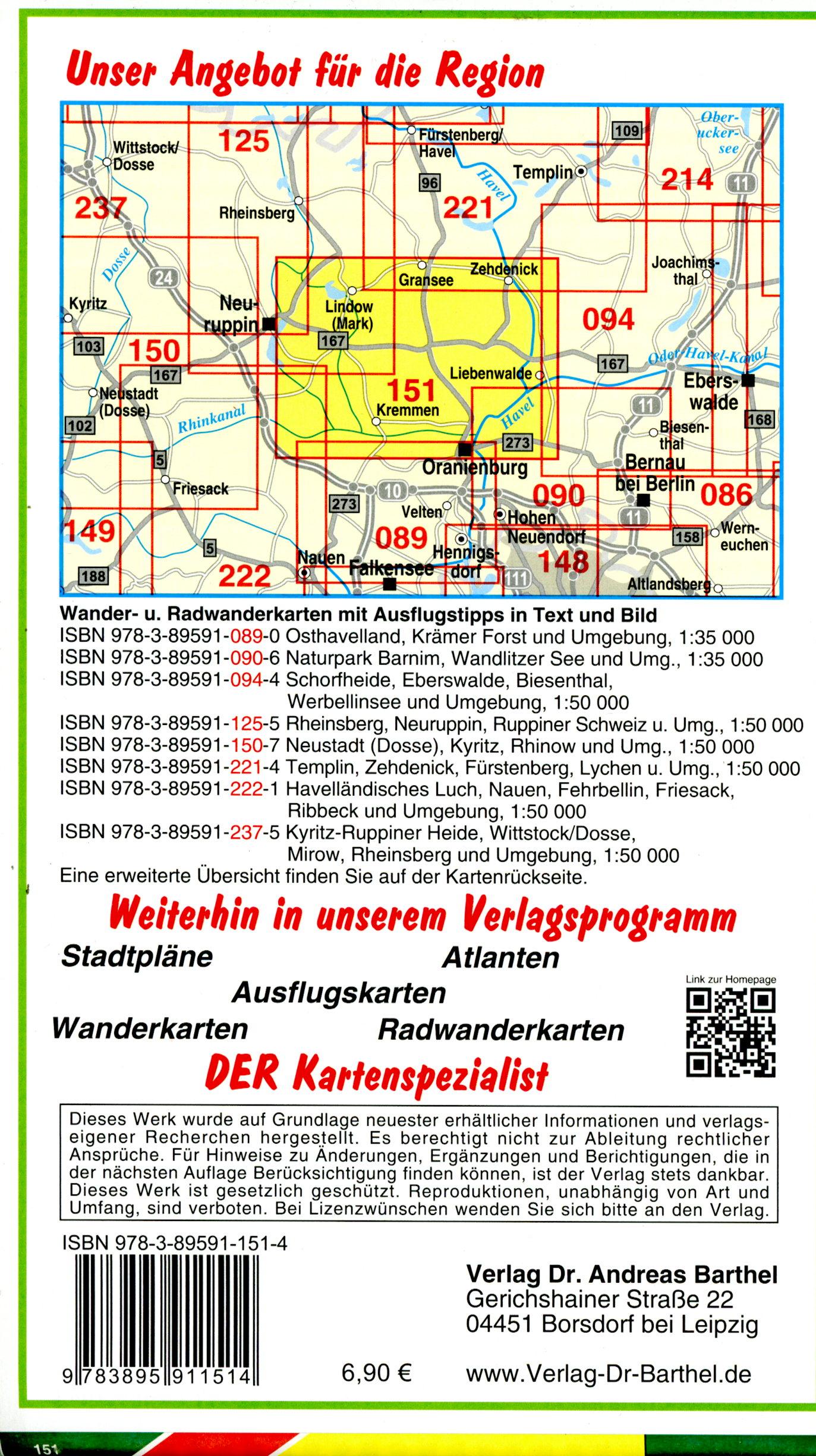 Beispielinhalt (Bild) Radwander- und Wanderkarte Löwenberger Land, Lindow, Zehdenick und Umgebung