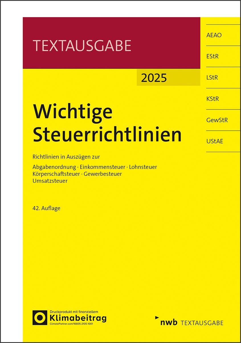 Vorderes Coverbild Wichtige Steuerrichtlinien