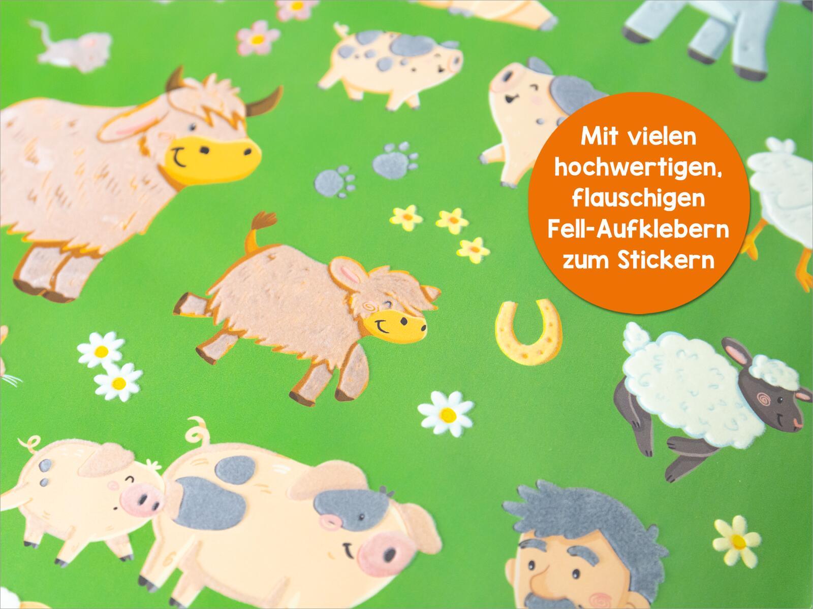 Beispielinhalt (Bild) Mein flauschiges Stickerheft - Bauernhof