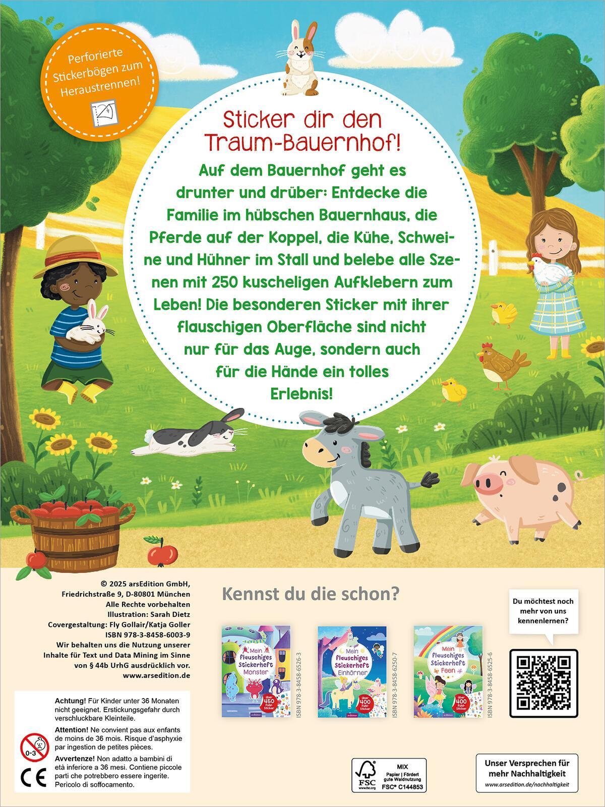 Rückseitencover Mein flauschiges Stickerheft - Bauernhof