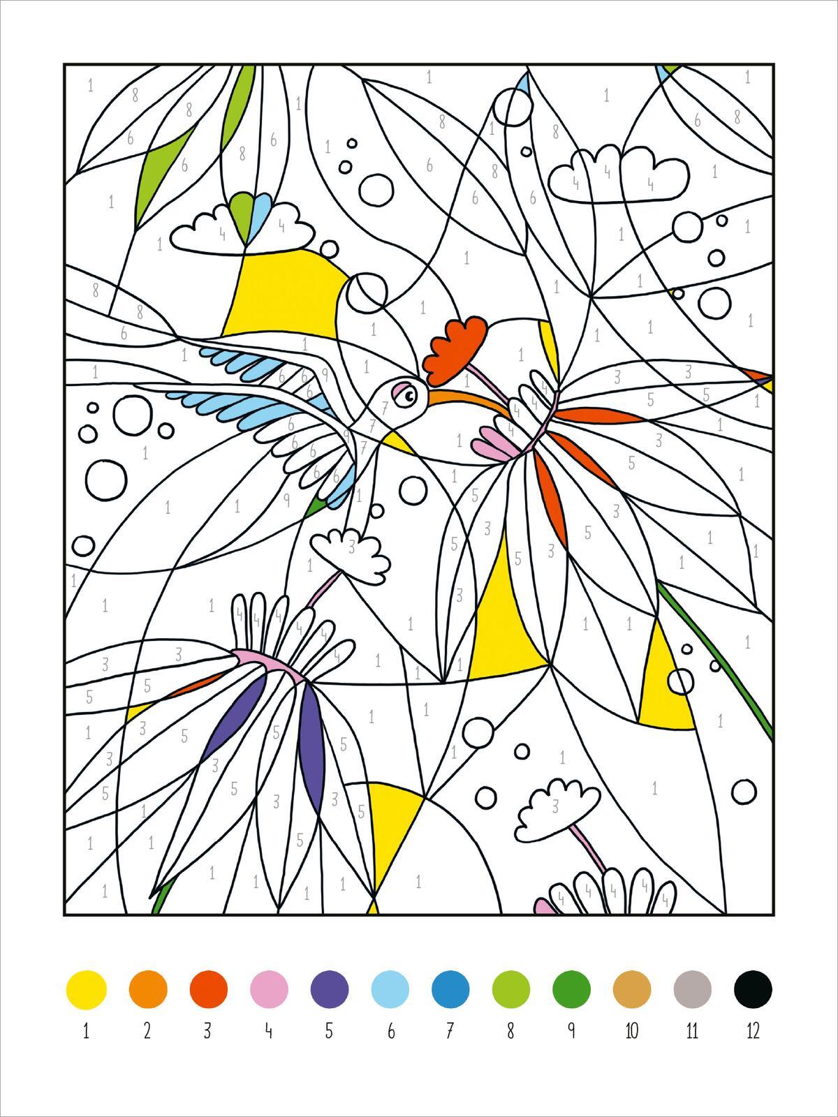 Beispielinhalt (Bild) Mein dickes Malen-nach-Zahlen-Buch - Wilde Tiere