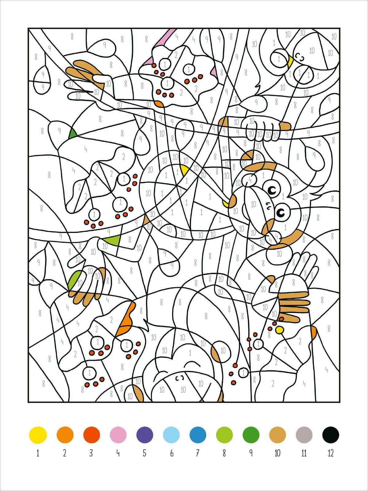 Beispielinhalt (Bild) Mein dickes Malen-nach-Zahlen-Buch - Wilde Tiere