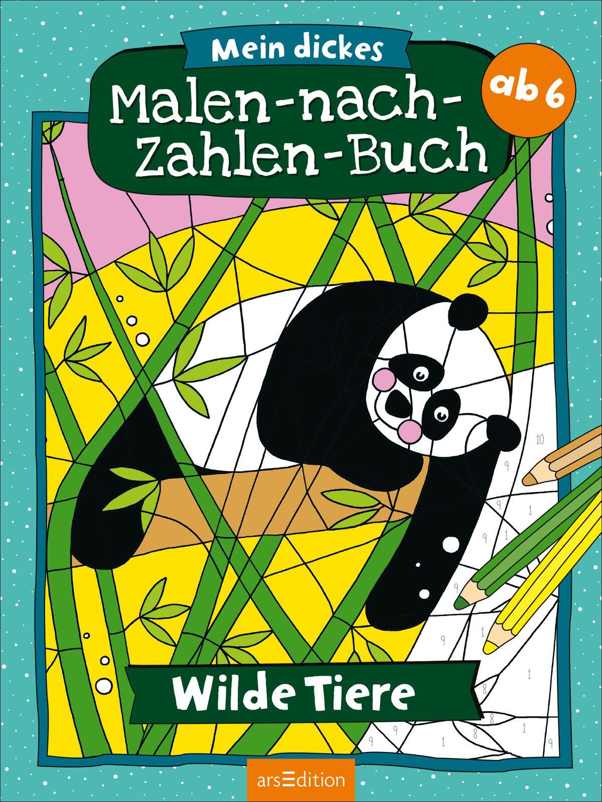 Beispielinhalt (Bild) Mein dickes Malen-nach-Zahlen-Buch - Wilde Tiere