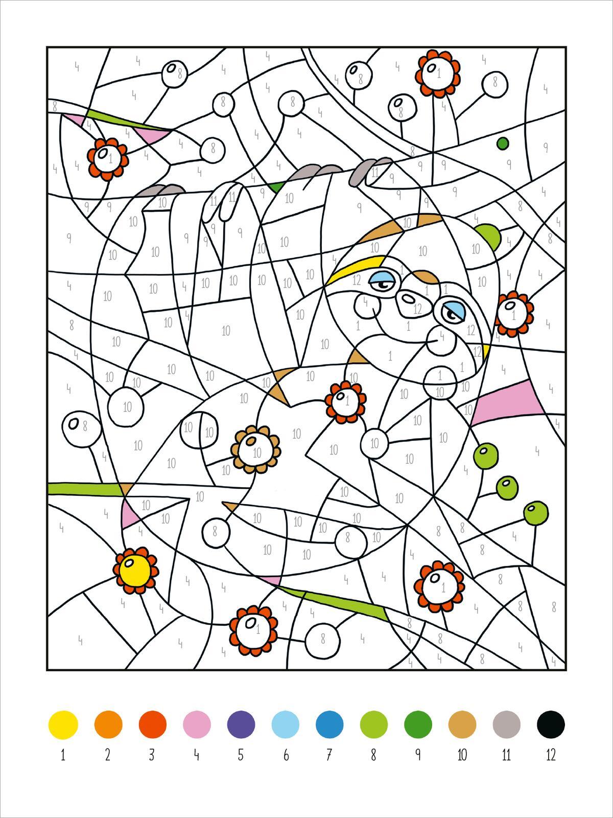 Beispielinhalt (Bild) Mein dickes Malen-nach-Zahlen-Buch - Wilde Tiere