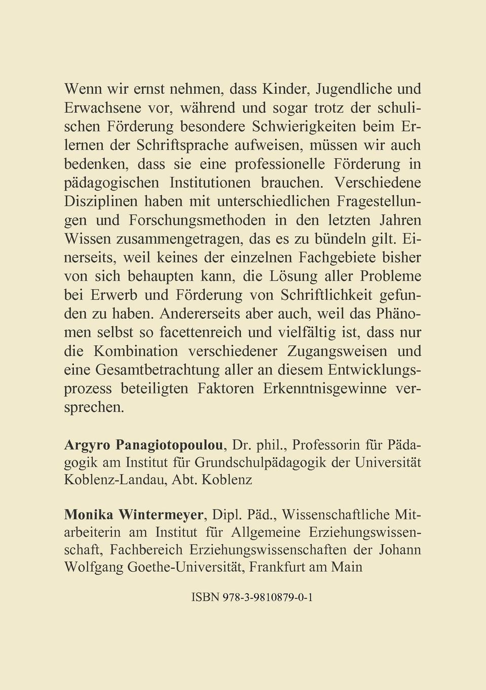 Rückseitencover Schriftlichkeit - Interdisziplinär