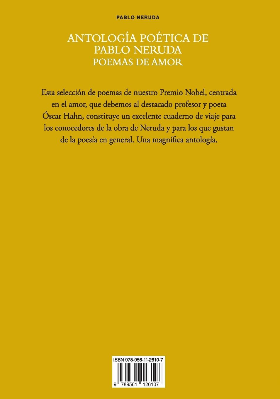 Rückseitencover Antología poética de Pablo Neruda, Poemas de amor