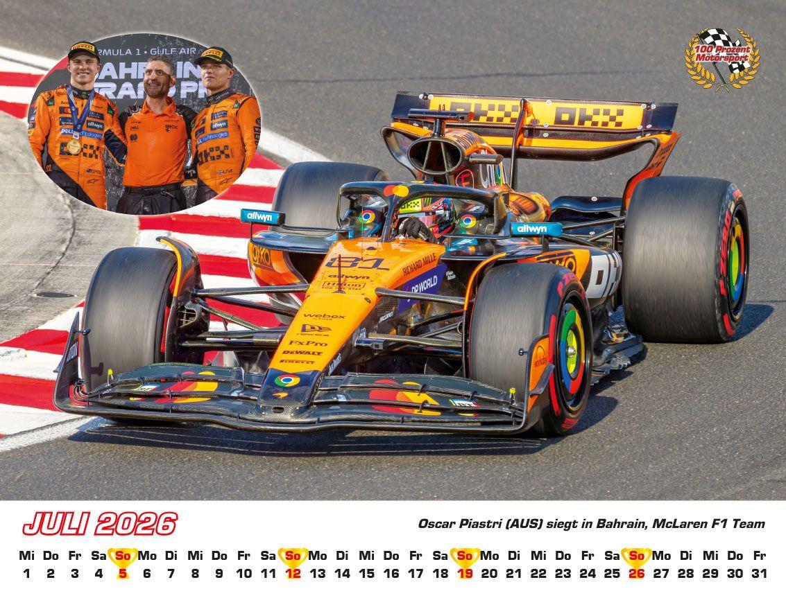 Beispielinhalt (Bild) Formel 1 World Championship Kalender 2026